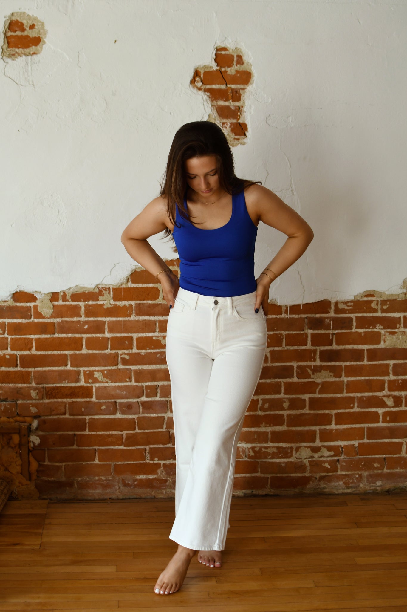 Slim Wide Leg Jeans - White