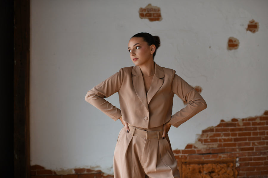 Poised Cropped Suit Jacket