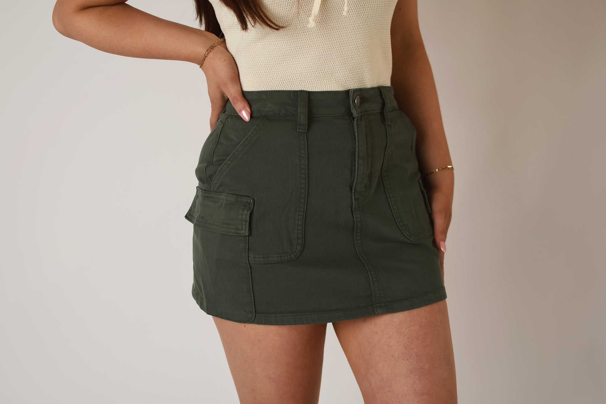 Micro Cargo Skirt - Olive